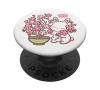 Easter Bunny Pink Sakura Flower Cute Japanese Cherry Blossom PopSockets PopGrip Adhésif