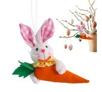 Easter Bunny | Plush Decoration Ornament | Handmade Fabric Stuffed Bunny Doll | Hanging Rabbit Decor with Carrot for Spring Holiday Tree Wall Door Farmhouse Home Party Display