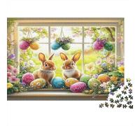Easter Bunny Puzzle à Assemblers 1000 Pièce Papier Recy aster Eggs Puzzle pour Enfants Âgés de 6 Ans et Plus Jeu Éducatif Défi Fun Jeu de Famille 38x26cm/1000pcs
