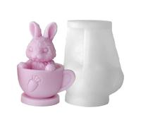 Easter Bunny Silicone Mold - 2.76x2.36x3.66in Bunny Teacup Candle Mold | Easter Silicone Molds | Non-Stick Craft Supplies Animal Candle Making Molds Silicône for Soap Resin Plaster Spring Holiday