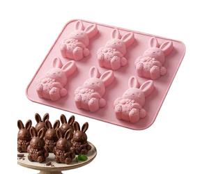 Easter Bunny Silicone Mold, 3d Bunny Crafts, 6 Cavity Silicone Chocolate Mold with Flexible Design, Cupcake Fondant Candy Molder, Sugar Muffin Baking Tool for Family Friends Women Home Kitchen Use