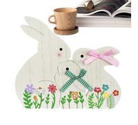 Easter Bunny Table Signs, Wooden Rabbit Tiered Tray Decor, Easter Tabletop Decorations, Cute Shape Decoration, 5.6x0.6x9.1inches, Spring Holiday for Gathering