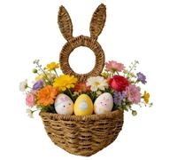 Easter Bunny Wicker Wall Basket - 15.75 Inch Rattan | Handwoven Bunny Basket | Wicker Wall Pocket For Home Farmhouse Indoor Outdoor Front Door Living Room Entryway