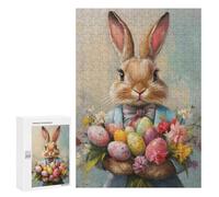 Easter Bunny with Eggs and Flowers Puzzle 300 Pièces Educa Jouet en Bois Cadeau Unique Décoration Intérieure Jeu Éducatif Challenge Toy Adultes Et Enfants À Partir De 14 Ans 300 PCS
