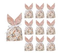 Easter Candy Bags - 9.06 Inch Plush Bunny Ear Bags | 10 Pack Drawstring Goody Bag, Party Favor Pouches for Holiday Birthday, Wedding Celebration, Family Gathering and Treat Gift Giving