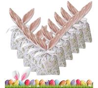 Easter Candy Bags, Bunny Ear Drawstring Favors, 10 Pieces Easter Treat Bags for Candy and Party Favors, Reusable Fabric Goody Bag for Holiday Birthday and Wedding Celebrations