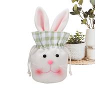 Easter Candy Bags - Large Cute Bunny Plush Drawstring Treat Bag | Spring Easter Decoration and Gift Storage Design | For Kids Boys Girls Holiday Chocolate Treat Goodie Party Favors Wrapping Home