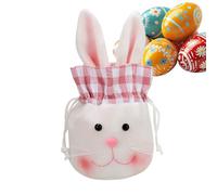 Easter Candy Bags - Large Cute Bunny Plush Drawstring Treat Bag | Spring Easter Decoration and Gift Storage Design | For Kids Boys Girls Holiday Chocolate Treat Goodie Party Favors Wrapping Home