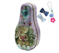 Easter Candy Box, Tinplate Chocolate Container, Vintage Rabbit Pattern, Portable Storage, Box Jewelry Secure Lid, for Kids, Boys, Girls, 14,5 x 7,2 x 5,1 cm 71 g Multicolore