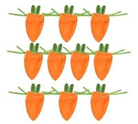 Easter Carrot Drawstring Bags, 10-Pack Easter Treat Candy Bags, 5.51x7.87in Rabbit Ear Velvet Bag, Spring Holiday Decoration, Perfect for Eastern Basket Stuffers and