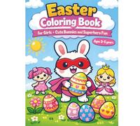 Easter Coloring Book for Girls • Cute Bunnies and Superhero Fun: Big Simple Easter Pictures for Ages 3-5 - Cute Bunnies, Girl Superheroes and Spring Fun