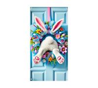 Easter Door Decor - 90x180cm Reusable Decorative Bunny Banners, Easter Porch Decor - for Garages Yard Outside Party Classroom Home Office Porch Wall and Others