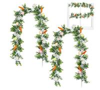 Easter Door Garland, Pastel Easter Garland, 2 Pieces Spring Easters Egg Garlands Decorations, 5.7ft Rustic Spring Decor for Home Indoor Party Wall Mantel Stairs