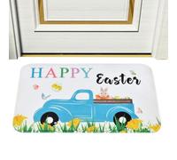 Easter Doormat - Polyester 60x1x40cm | Absorbent Happy Easter Welcome Mat, Non-Slip Spring Farmhouse Rug | Easters Entrance Mat for Front Door, Outside Entry Home Decor