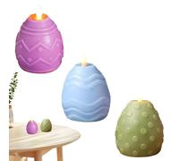 Easter Egg Flameless Candles - 3-Piece Scented Wax Carved Tea Lights, Realistic Flickering Spring Decor, Battery Operated LED Centerpiece, Fragrant Holiday Atmosphere for Home Apartment Dining