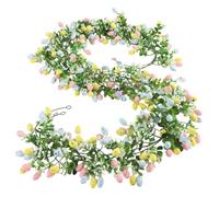 Easter Egg Garland 2 Pack | ABS, 6.9ft Each, Colorful Artificial Vine | Spring Floral Hanging Wall Decor for Mantel, Tree, Fireplace | Holiday Home Decoration