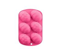 Easter Egg Mold Silicone Baking Tray, 6-Cavity with Non-Stick, Epoxy Casting with Detail, Chocolate Mould with 3D Shape, Candy Cake Jelly for Party Celebration Indoor Outdoor Baking
