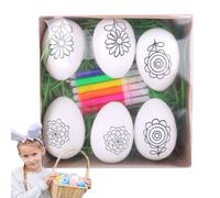 Easter Egg Painting Kit - Arts and Crafts Egg Dye | 6x5cm Paintable Eggs with Color Brushes, Paint with Mixing Tray, Decorating Kit with Stencils, Easter Coloring for Seasonal Craft Projects