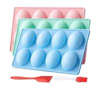 Easter Egg Silicone Mold - 3 Piece 8-Cavity Mold Set Flexible | Egg Shaped Baking Mold, Easter Silicone Egg Shaped Molds for Candy Cake Decorations Ice Cream DIY Crafts Party