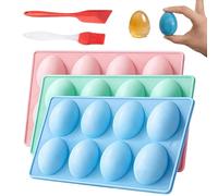 Easter Egg Silicone Mold, Egg Shaped Baking Mold, Silicone 8 Cavity Easy Release, Three Piece Set, Candy Cake Diy Crafts and Decoration, Ice Cream Party Spring Holiday