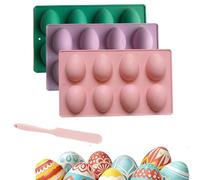 Easter Egg Silicone Mold for Baking, 3 Pack 24 Cavity Food-Grade Chocolate Molds, Non-Stick Egg Shaped Easter Freezer Mold Set for DIY Baking, Jello, Pastry, Muffin, Bread,Ice Cube (C)