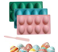 Easter Egg Silicone Mold for Baking, 3 Pack 24 Cavity Food-Grade Chocolate Molds, Non-Stick Egg Shaped Easter Freezer Mold Set for DIY Baking, Jello, Pastry, Muffin, Bread,Ice Cube (E)