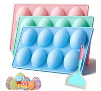 Easter Egg Silicone Mold for Baking, 3 Pack 24 Cavity Food Grade Chocolate Molds, Non-Stick Egg Shaped Silicone Mold for Cake Jello Ice Cream Dessert, DIY Baking Supplies for Easter Party Treats (A1)