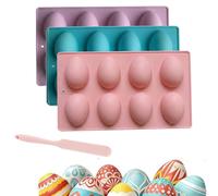 Easter Egg Silicone Mold for Baking, 3 Pack 24 Cavity Food-Grade Chocolate Molds, Non-Stick Egg Shaped Easter Freezer Mold Set for DIY Baking, Jello, Pastry, Muffin, Bread,Ice Cube (D)