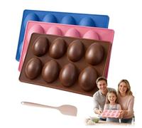 Easter Egg Silicone Molds for Baking, 3 Pack 24-Cavity Non-Stick Chocolate Egg Mold, Food Grade Silicone Egg Shaped Molds for Oven, Jello, Candy, Soap & DIY Holiday Treat (B)