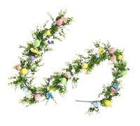 Easter Egg Wreath | PP, 5.9ft Length | Artificial Egg Garland for Mantel, Fireplace | Spring Holiday Home Decor, Door Wall Hanging