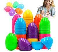 Easter Eggs Empty - Jouets remplissables pour les oeufs de Pâques | Oeufs creux de couleur vive pour la chasse aux œufs de Pâques | Oeufs de Pâques demi-ouverts aux couleurs vives pour ripien