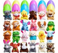 Easter Eggs with Filling - oeufs colorés, jouets en peluche, cadeau de Pâques | 12 pcs d'oeufs de Pâques avec de petits jouets doux pour le de Pâques, jeu de chasse, recompe
