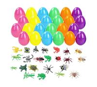 Easter Eggs With Toys - Multicolor, 24-Piece Funny Educational Stuffers, Toy Filled Easter Eggs, Small Animal Figures, Interactive Decoration Playset | Boys, Children, Indoor, Outdoor, Easters Egg Hun