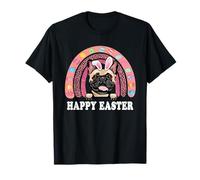 Easter French Bulldog Dog Bunny Eggs Hunting Boho Rainbow T-Shirt