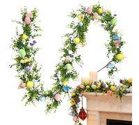 Easter Garland Mantle, 6ft Artificial Greenery, Long Spring Decor Accent for Holidays, PE Vine Reusable Foliage, Decorative String with Leaves, Party Table Mantle Use for Indoor Outdoor