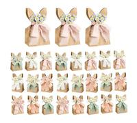 Easter Goodie Bags - 24 Pieces Boho Dried Flowers - Rabbit Ears Shaped Treat Bags - Bow Easter Birthday Spring Garden Gatherings Egg Hunt Home School Living Room