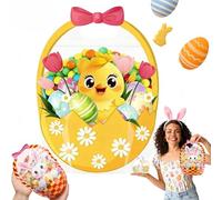 Easter Goodie Bags - 30 Pcs Bunny Sealing Clear Pouches with Handles, Resealable Plastic Easter Candy Bags, Spring Treat Bag for Kids Classroom, Party Favors, Basket Stuffers (J,10PCS)