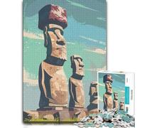 Easter Island Moai Statues Puzzle en Bois 500 pièces, Cadeau Loisir | Pendant le puzzle : Puzzle pour passionné - tri par couleurs, formes ou zones du motif en intérieur.