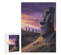 Easter Island Statues Sunset Puzzle 1000 Pièces Educa Jouet en Bois Cadeau Unique Décoration Intérieure Jeu Éducatif Challenge Toy Adultes Et Enfants À Partir De 14 Ans 300 PCS