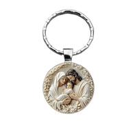 Easter Keychain - Religious Glass Keyring | Round Christian Key Chain with Elegant Glass Pendant and Lightweight Metal Ring with Secure Closure for Women Men Teen Girls Him Her Prayer Church Baptism