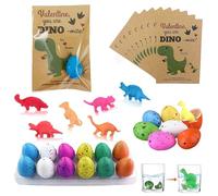 Easter Magic Hatching Growing Dinosaur Eggs, Hatching Dinosaur Eggs Valentines Cards for Kids Classroom Novelty Dino Toys Valentine Exchange Cards Gifts for Boy Girl Class Party Favors Treat (A-12Pcs)