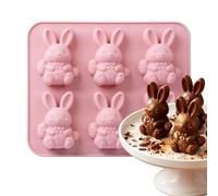 Easter Molds - 20x12x3cm 3D Bunny Shape 6 Cavity Silicone Baking Mold For Epoxy Resin Ice Soap Cute Easter Dessert Molds Bunny Chocolate Candy Jelly Pastry Casting