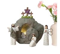 Easter Nativity Set - Resurrection Figurine, 17x17x6cm Sacred Statue for Office Decor, Empty Tomb Sculpture with Spiritual Symbolism, Christian Art, Religious Display for Spring Mantle and Church