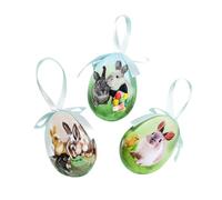 Easter Ornaments for Tree - 3 Pieces Foam Cute Bunny Spring Decor, Decorative Easter Eggs with Soft-Touch Texture, Holiday Indoor Outdoor Pendants, Spring Party Accessory for Wall Window Door Garden Y
