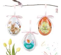 Easter Ornaments for Tree - 3 Pieces Foam Cute Bunny Spring Decor, Decorative Easter Eggs with Soft-Touch Texture, Holiday Indoor Outdoor Pendants, Spring Party Accessory for Wall Window Door Garden Y