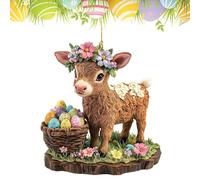 Easter Ornaments for Tree & Car - Cartoon Cow Bunny Car Pendant, 2D Acrylic Easter Valentine's Day Decoration, Funny Cows Hanging Ornament for Rearview Mirror, Gift for Cow Lovers