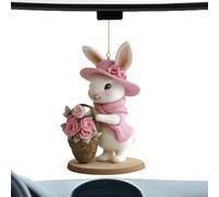 Easter Ornaments for Tree & Car - Cartoon Cow Bunny Car Pendant, 2D Acrylic Easter Valentine's Day Decoration, Funny Cows Hanging Ornament for Rearview Mirror, Gift for Cow Lovers