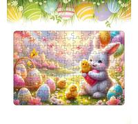Easter Puzzle, Art Bunny Jigsaw Puzzle, 130-Piece Family Perplex, Colorful Wreath Design, Fun Activity for Adults, Children, Families, Offices and Home 30x21cm, 80g