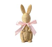Easter Rabbit Decor - Handcrafted Figurine for Holiday | Rustic Bunny Statue with Plush Tail, Seasonal Accent Piece, Artistic Ornament with Lightweight Build & Charming Appeal for Table Centerpiece, M