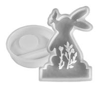 Easter Rabbit Mold - Silicone Candlestick Maker, Rabbit Epoxy Resin Casting Tool with Hollow Center Base, Decorative Pillar Tray, Animal Sculpture Mould, Jewelry Dish Frame for Home Room Decor Craft